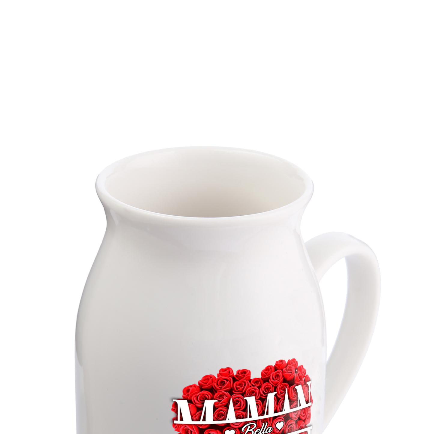 À Maman - Vase à Fleurs Personnalisé 1 Prénom Vase Céramique Roses et Cœur Décoration de la Maison (sans plantes) | Jessemade