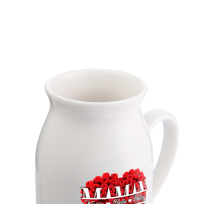 À Maman - Vase à Fleurs Personnalisé 3 Prénoms Vase Céramique Roses et Cœur Décoration de la Maison (sans plantes) | Jessemade