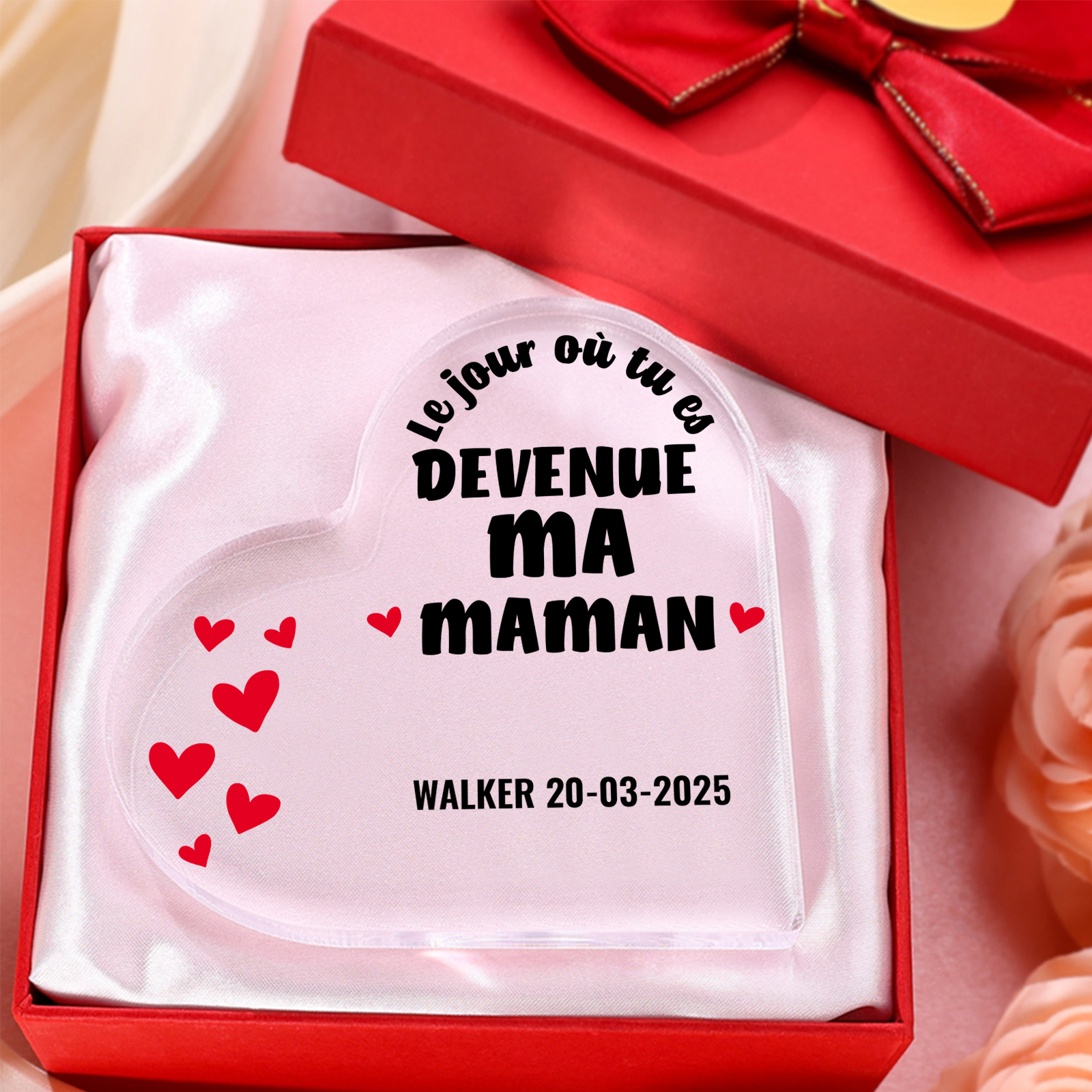À Maman - Plaque Acrylique Cœur 1 Texte Personnalisé Le jour où tu es devenue ma maman Déco de Maison | Jessemade