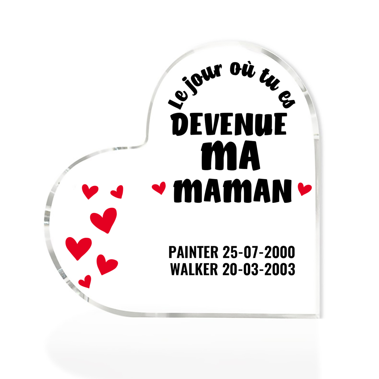 À Maman - Plaque Acrylique Cœur 2 Textes Personnalisé Le jour où tu es devenue ma maman Déco de Maison | Jessemade