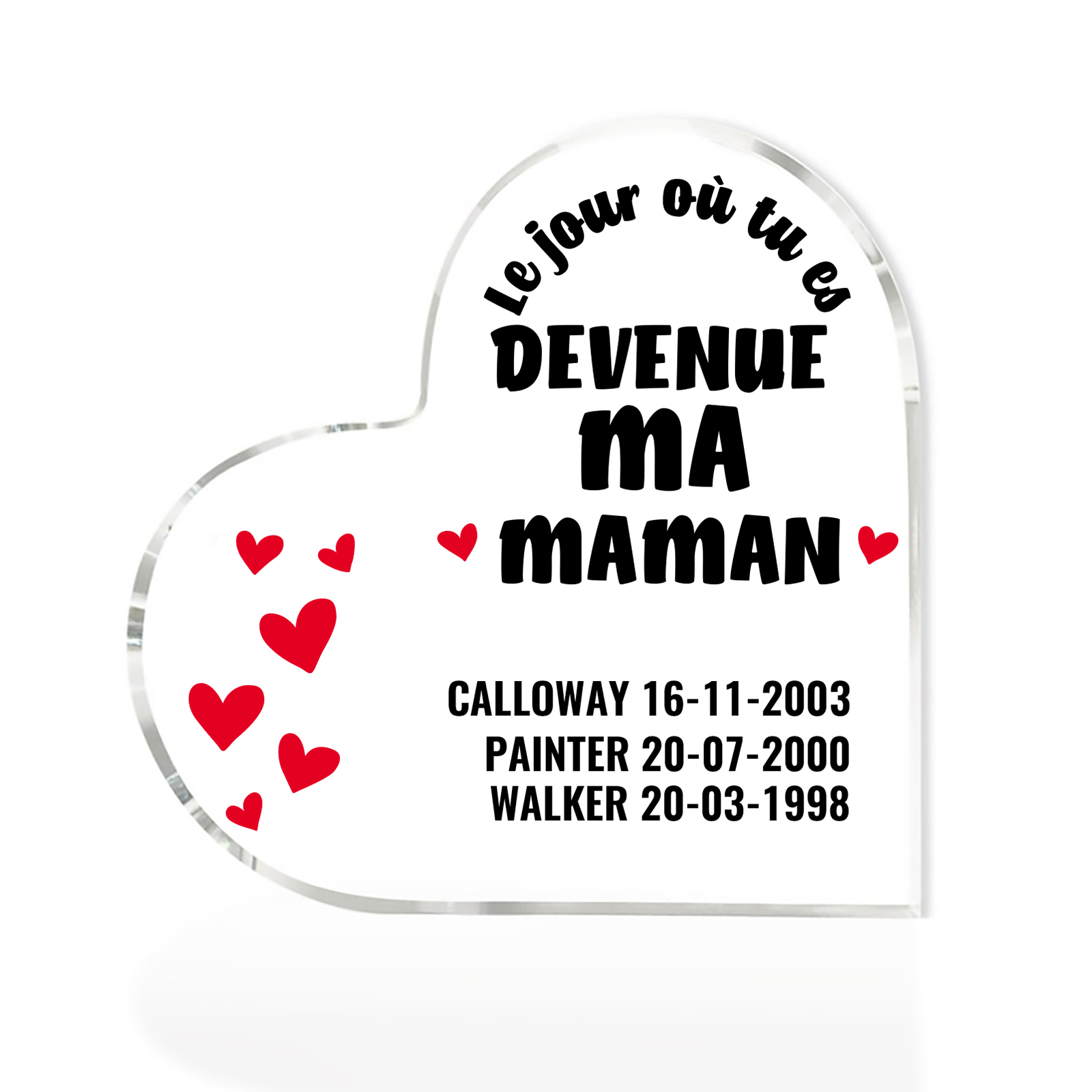 À Maman - Plaque Acrylique Cœur 3 Textes Personnalisé Le jour où tu es devenue ma maman Déco de Maison | Jessemade