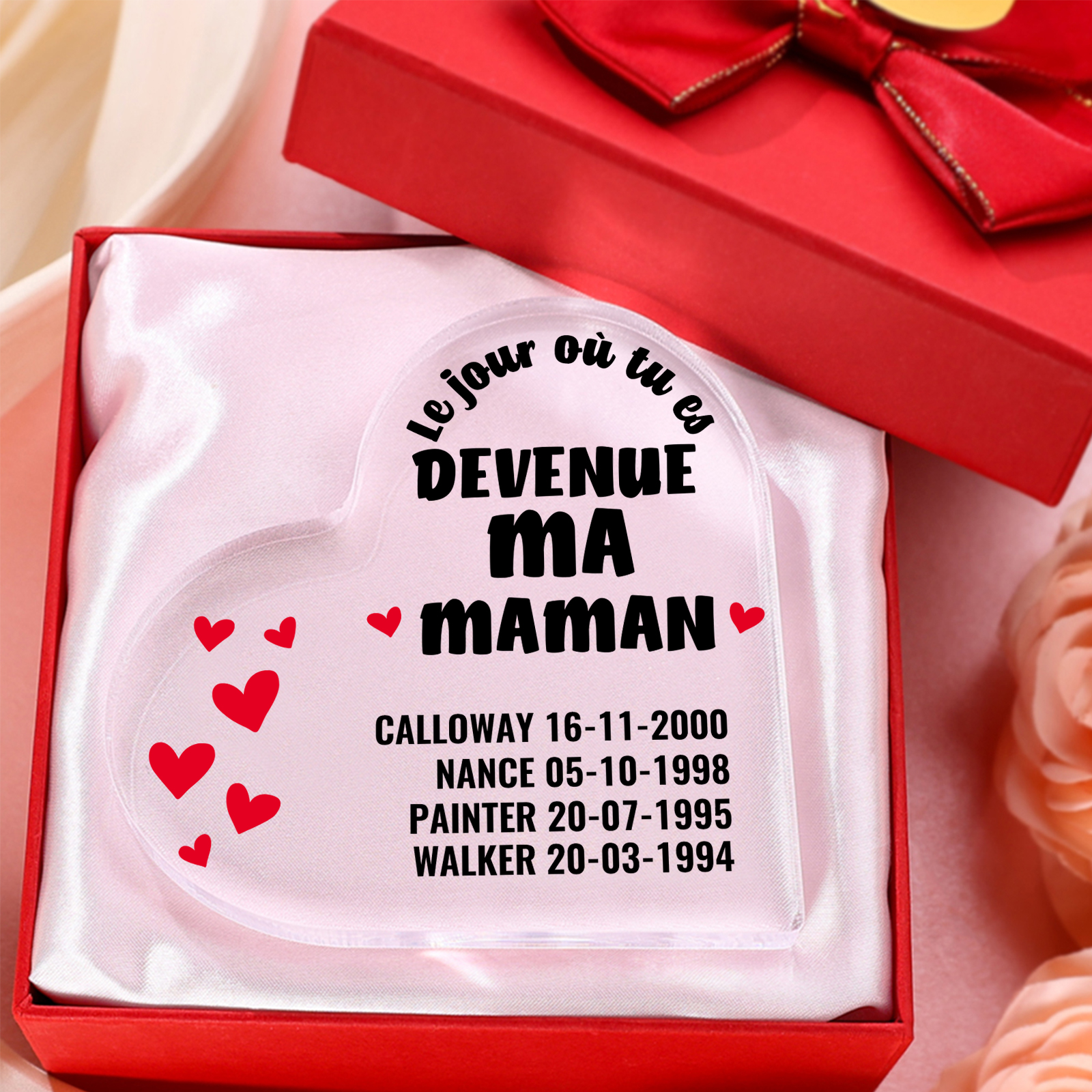 À Maman - Plaque Acrylique Cœur 4 Textes Personnalisé Le jour où tu es devenue ma maman Déco de Maison | Jessemade