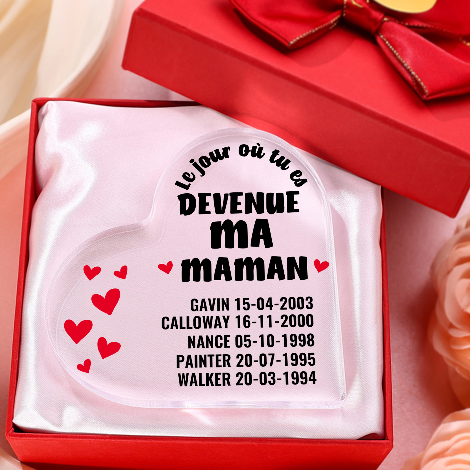 À Maman - Plaque Acrylique Cœur 5 Textes Personnalisé Le jour où tu es devenue ma maman Déco de Maison | Jessemade
