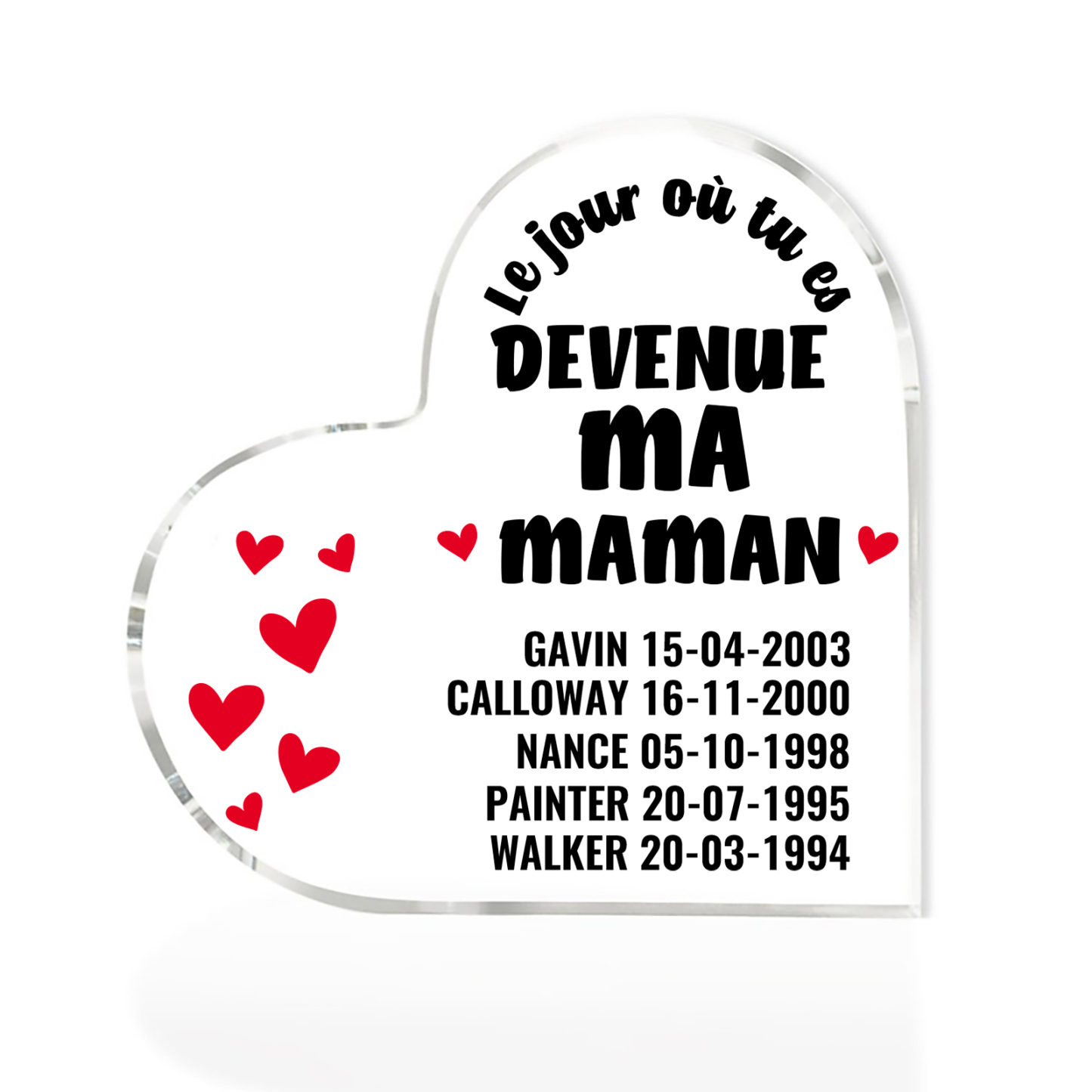 À Maman - Plaque Acrylique Cœur 5 Textes Personnalisé Le jour où tu es devenue ma maman Déco de Maison | Jessemade