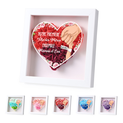 À ma Maman - Cadre photo Panneau de densité la main dans la main avec 1 Texte et 1 Date Personnalisés Ornements Floral pour Famille