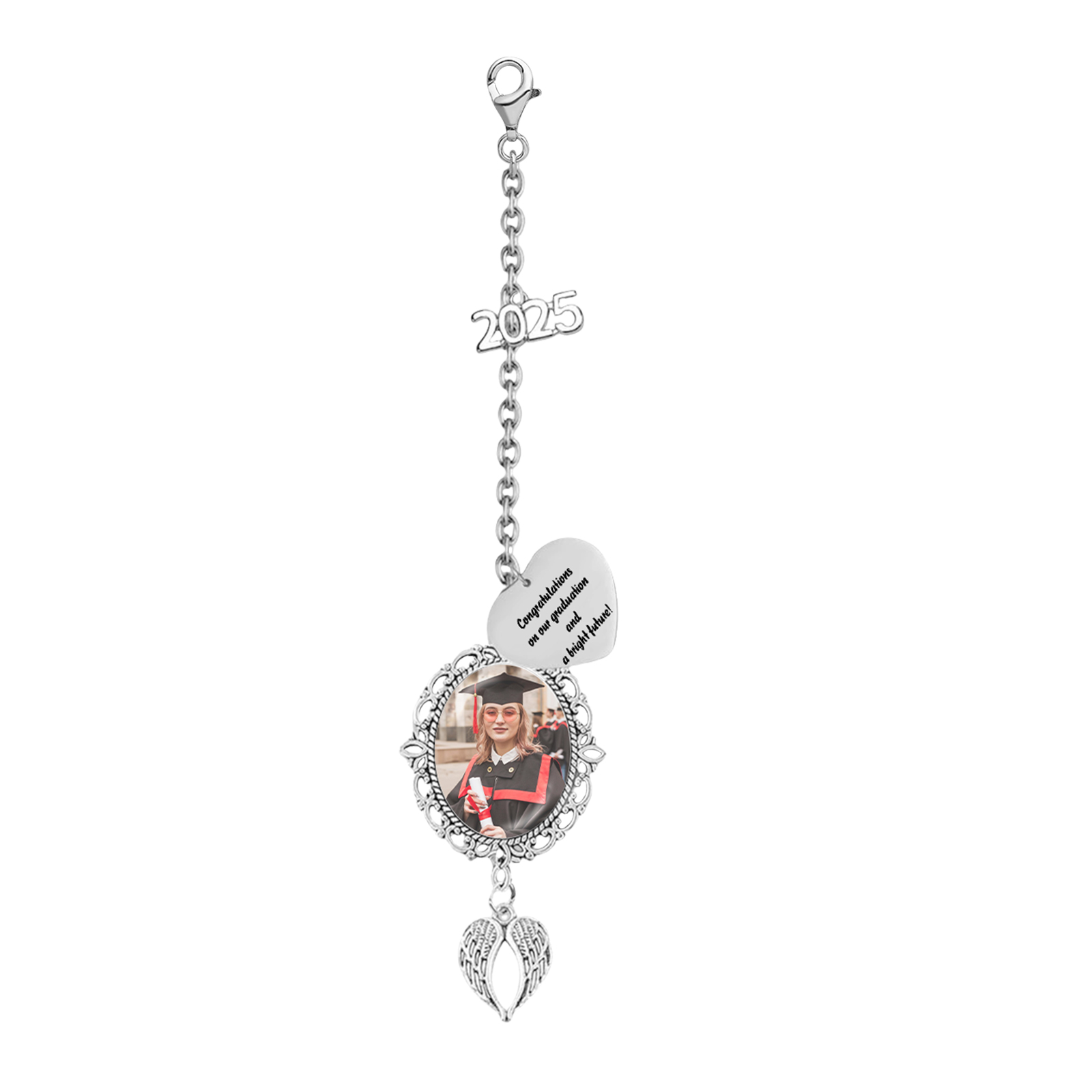 Pendentifs Graduation Personnalisé avec 1 Texte et 1 Photo – Cadeau pour Graduation 2025 | Jessemade