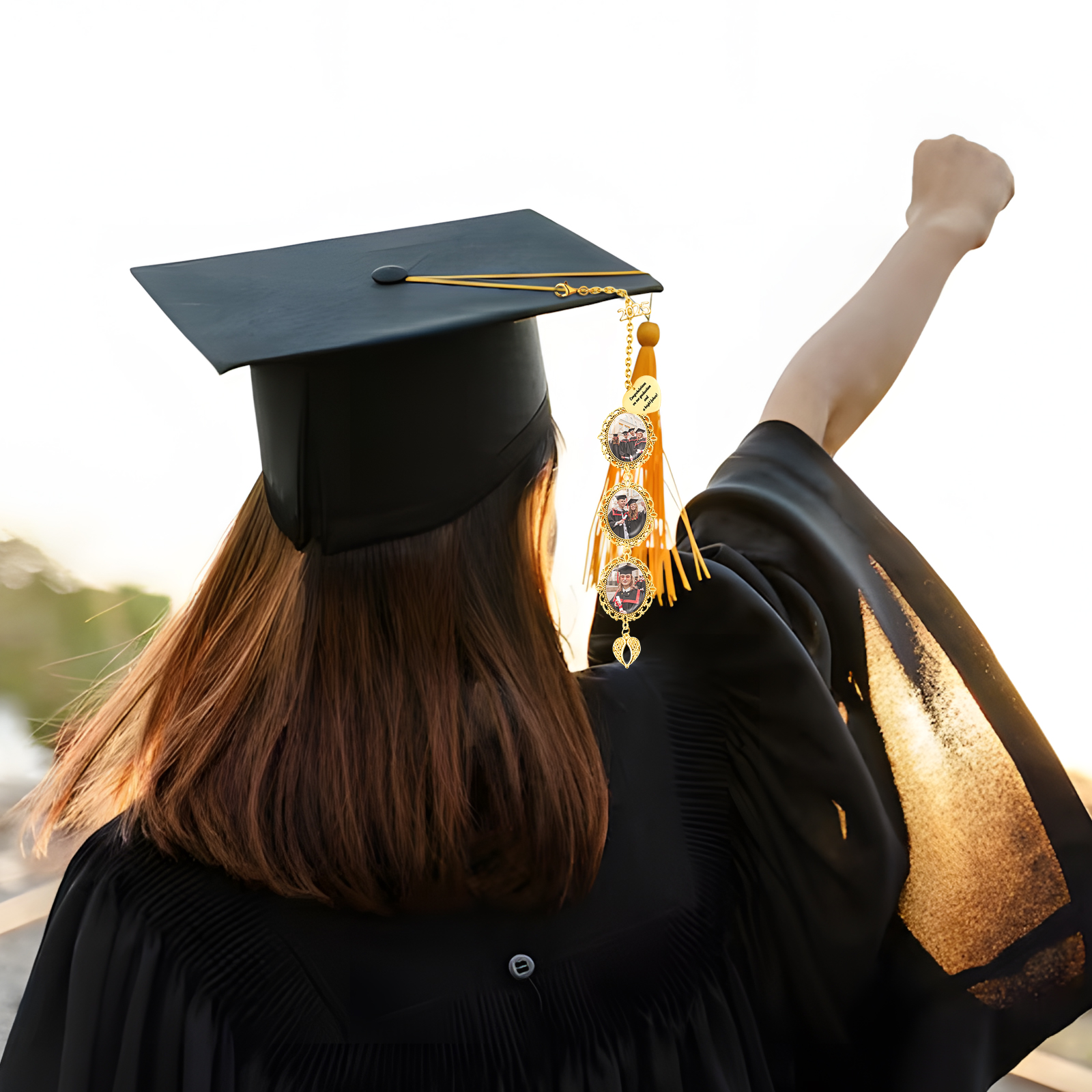 Pendentifs Graduation Personnalisé avec 1 Texte et 3 Photos – Cadeau pour Graduation 2025 | Jessemade