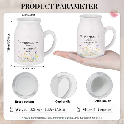 Vase Personnalisé « D’abord maman, maintenant mamie » avec 2-10 Prénoms | Cadeau pour Maman ou Mamie | Jessemade