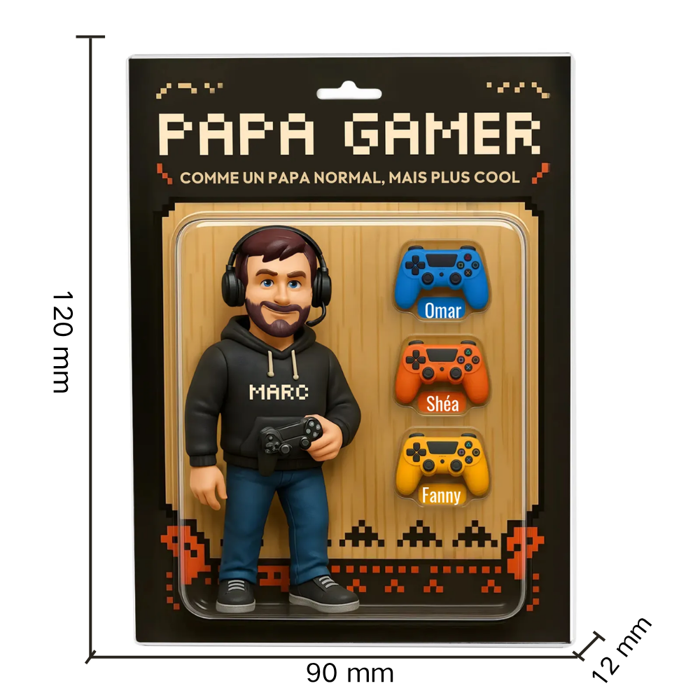 Plaque Acrylique Papa Gamer Personnalisée 2 à 11 Prénoms - Cadeau pour Papa | Jessemade