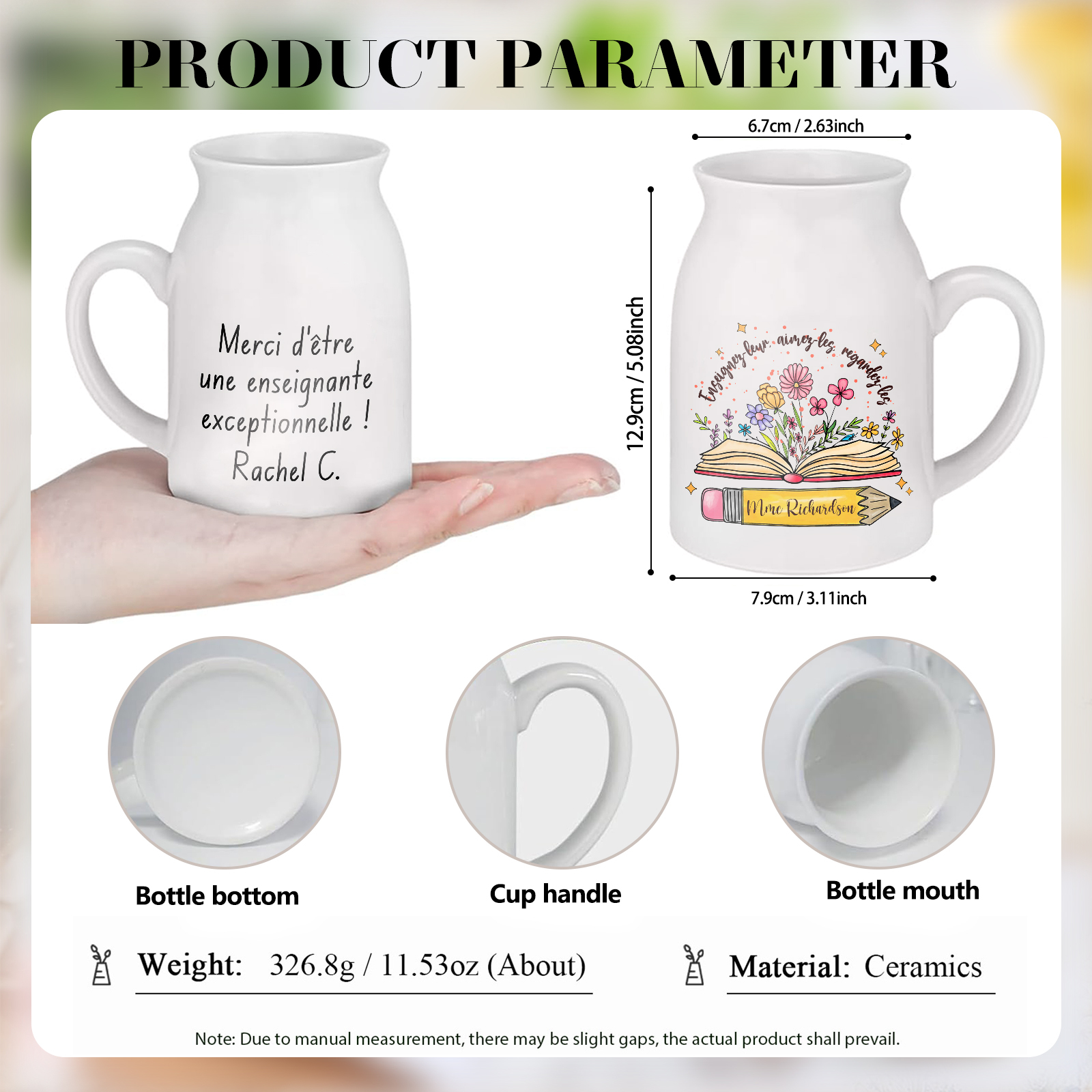 Cadeau Maîtresse - Vase Personnalisé avec Prénoms et Texte Vase en Céramique sans Fleurs | Jessemade