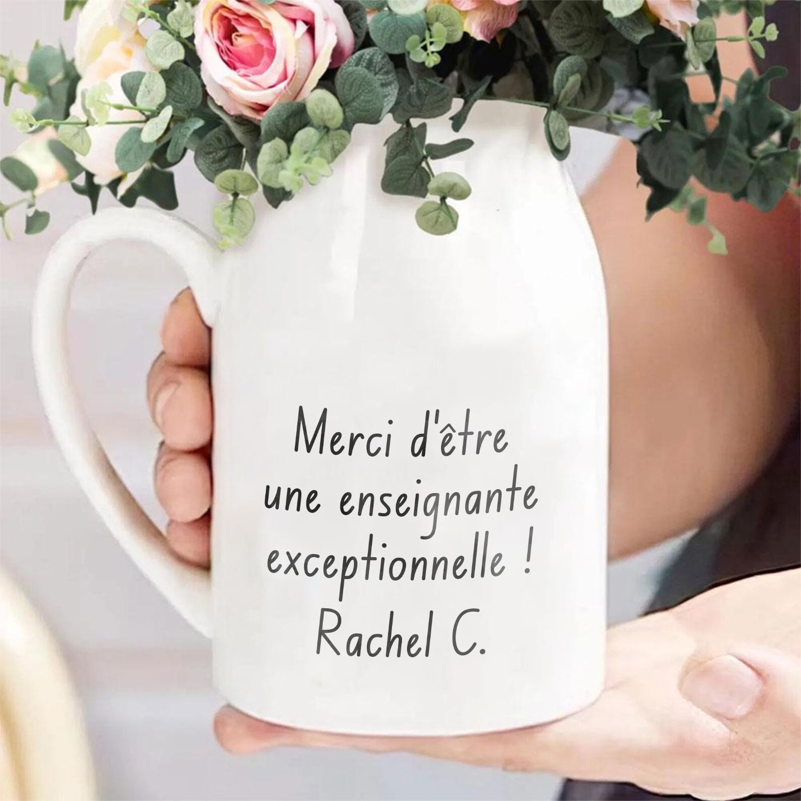 Cadeau Maîtresse - Vase Personnalisé avec Prénoms et Texte Vase en Céramique sans Fleurs | Jessemade
