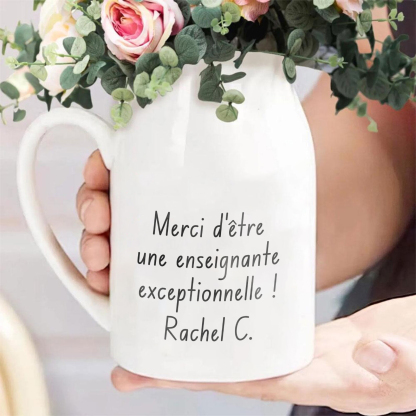 Cadeau Maîtresse - Vase Personnalisé avec Prénoms et Texte Vase en Céramique sans Fleurs | Jessemade