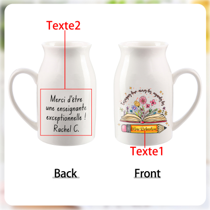 Cadeau Maîtresse - Vase Personnalisé avec Prénoms et Texte Vase en Céramique sans Fleurs | Jessemade