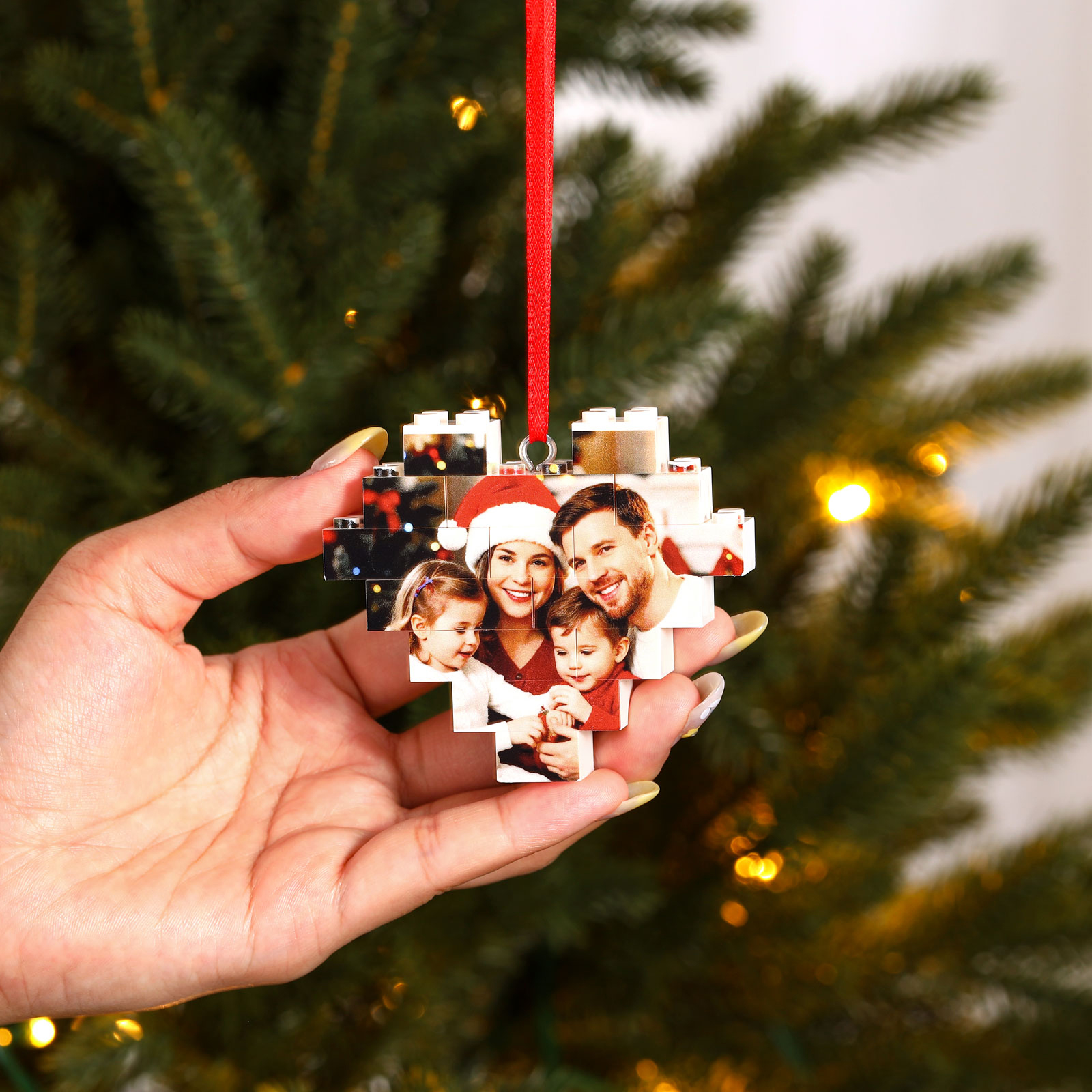 Boule de Noël en Puzzle Cœur avec Photo Personnalisée