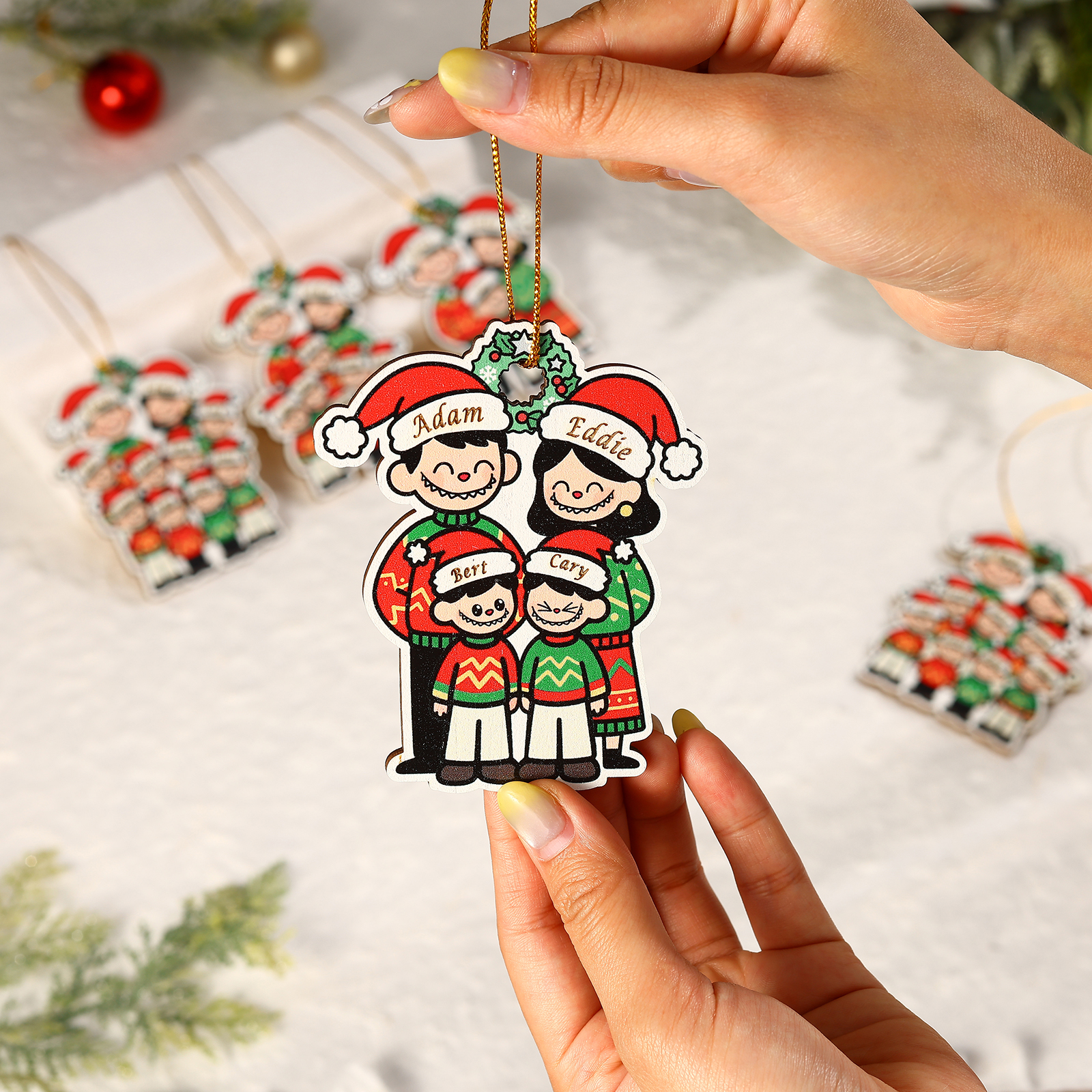 Décoration Sapin Noël Famille Style Dessin Animé Ornement pour sapin de Noël