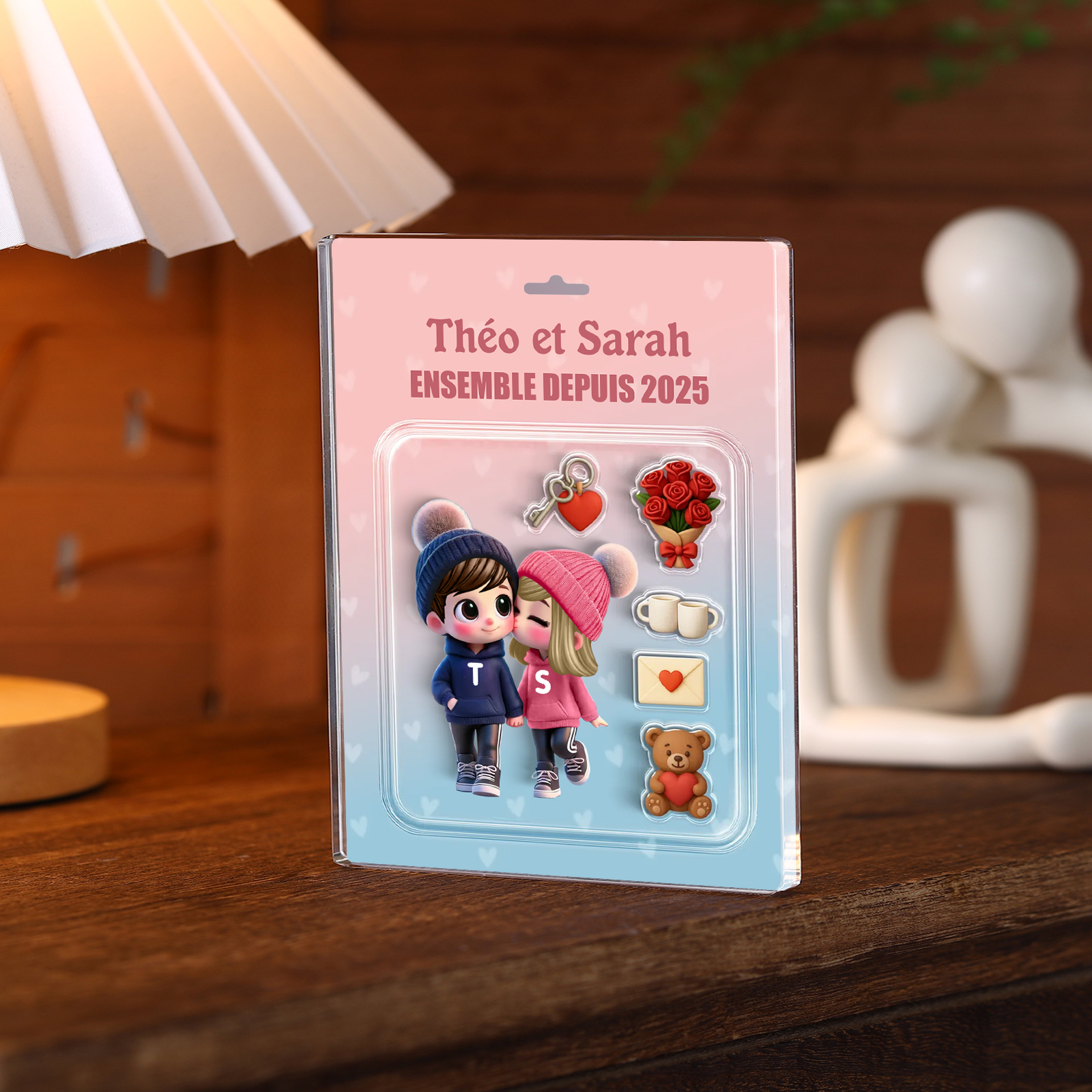 Plaque Acrylique Couple Personnalisable avec Nom et Années