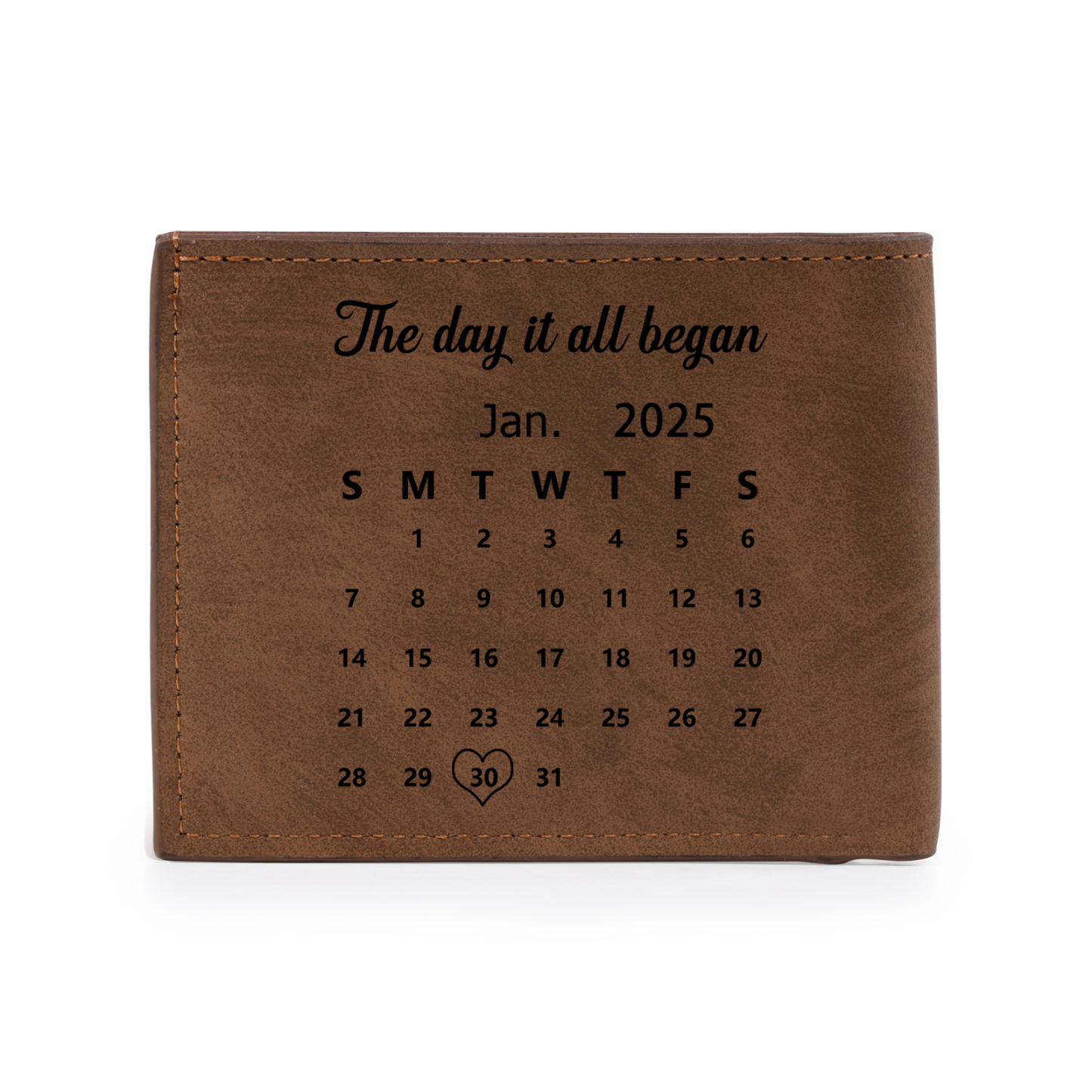 Portefeuille Homme Personnalisé en cuir PU, personnalisable avec Photo, Calendrier ou gravure de Nom