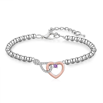 Bracelet cœur infini mère-fille avec pierre de naissance et sélection personnalisée de pierres – Cadeau de fête des Mères ou d’anniversaire plein de sens pour une fille ou une maman | Jessemade