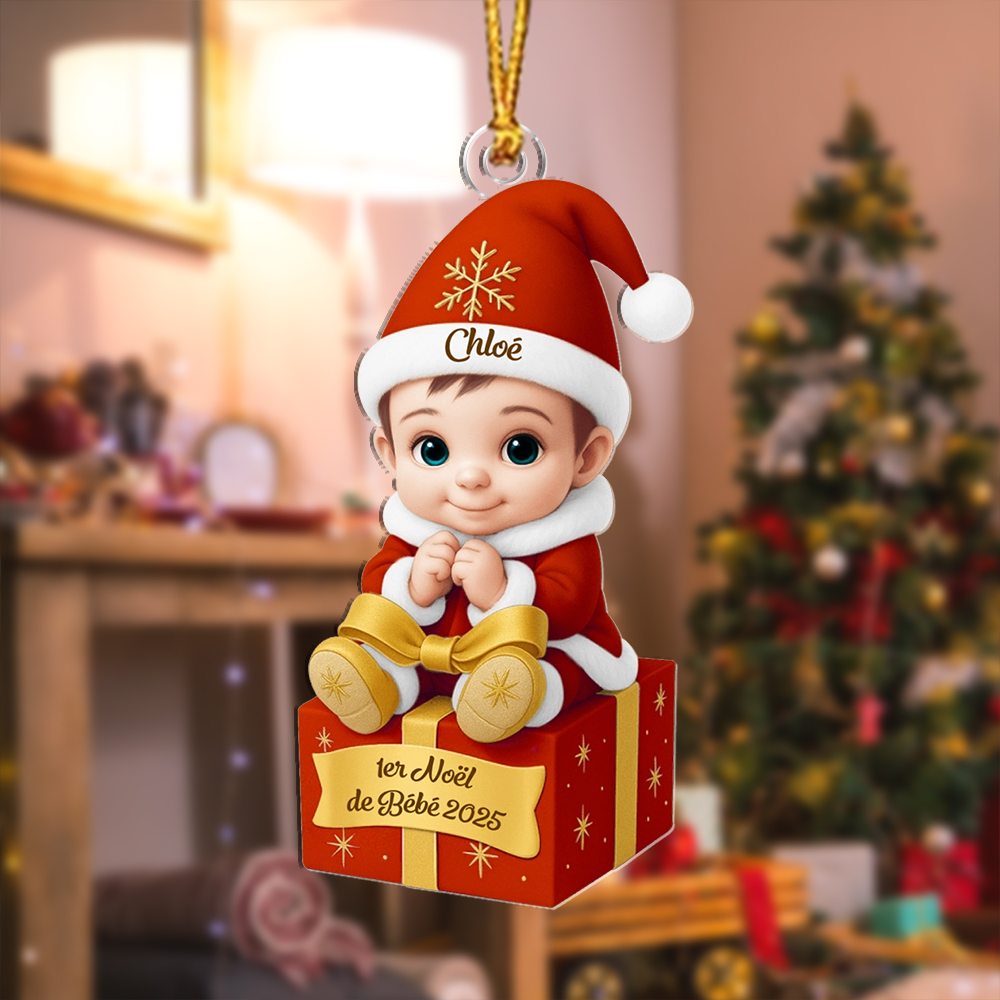 Décoration Sapin Noël Personnalisée – Bébé sur Cadeau pour 1er Noël