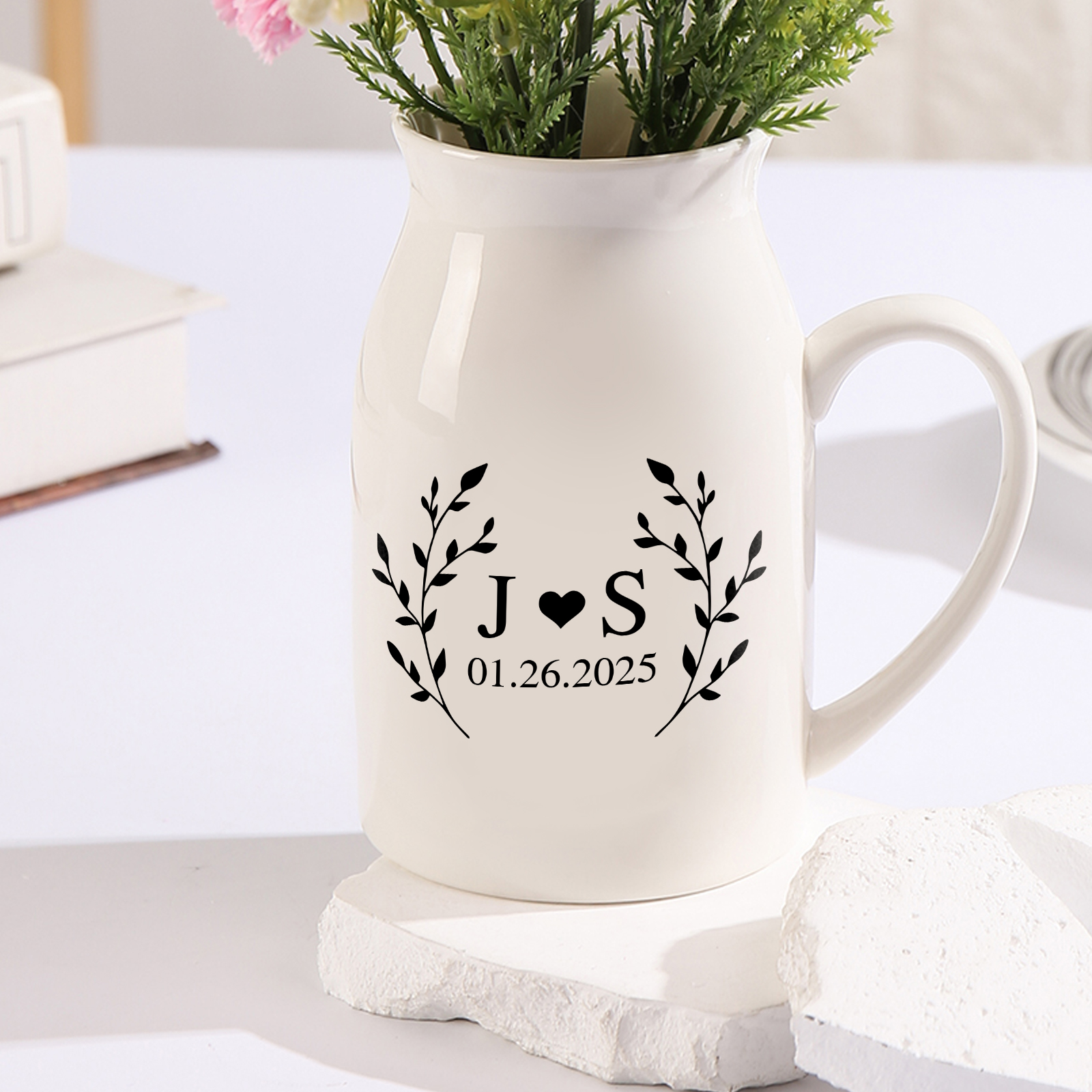 Vase Céramique Personnalisable - Cadeau Mariage pour Couple