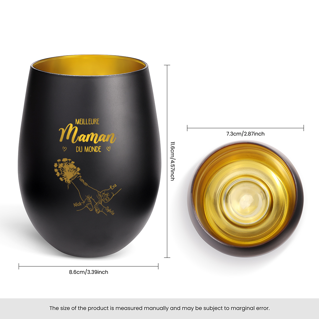 Photophore en Verre Personnalisé avec empreinte de main et 2 à 7 Prénoms – Meilleure Maman/Mamie du monde