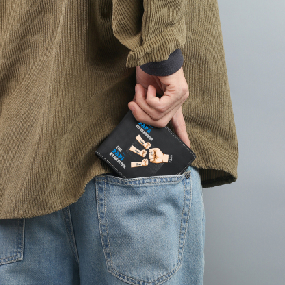 Portefeuille Noir Personnalisable Poings pour Papa/Papi