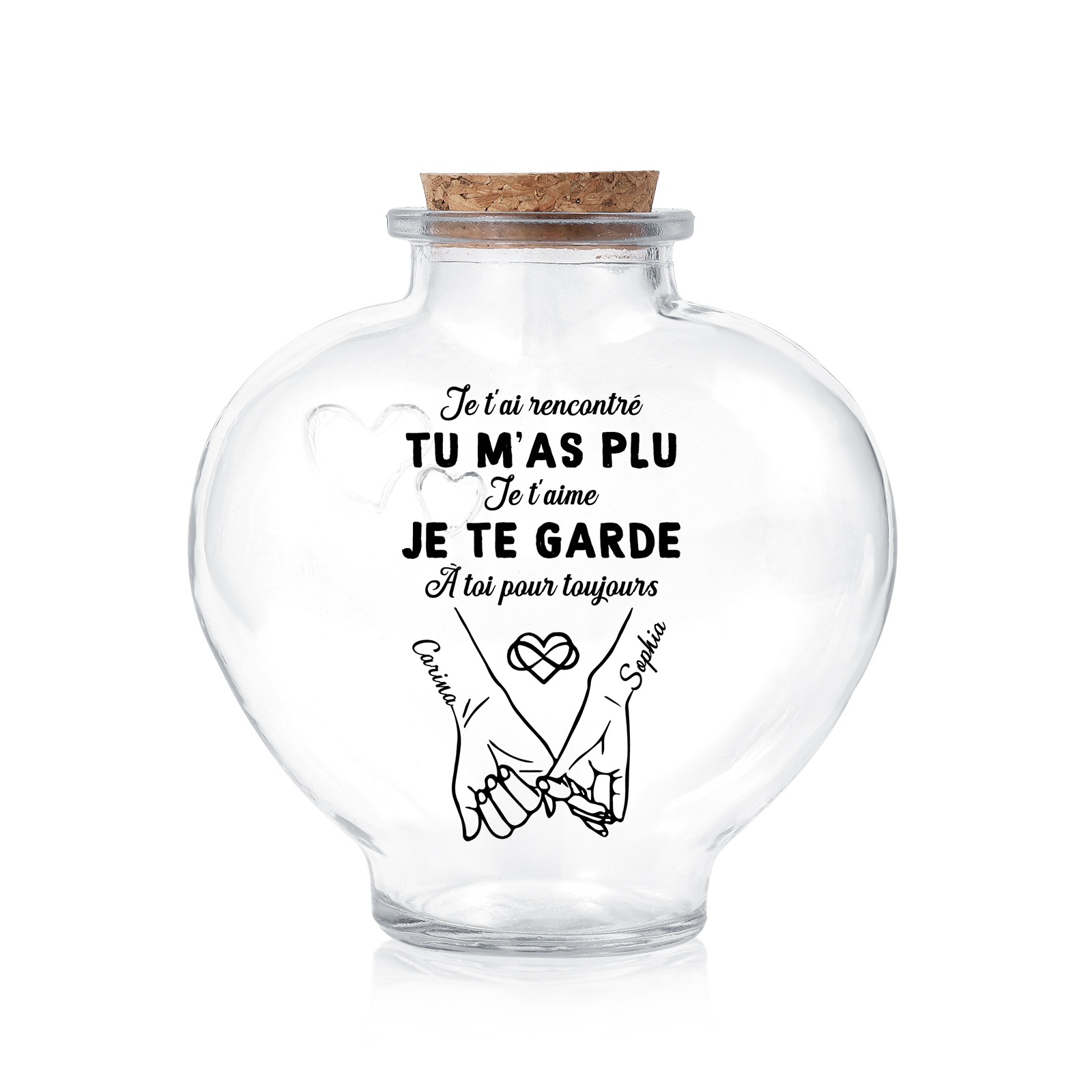 Bouteille Lumineuse en Verre Personnalisée – Lampe Décorative LED en forme de Cœur pour Couple