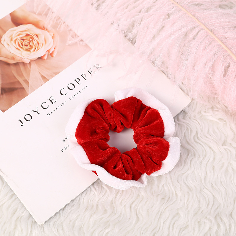 Chouchou Velours Bicolore Noël Rouge/Vert Accessoire Noël | Jessemade