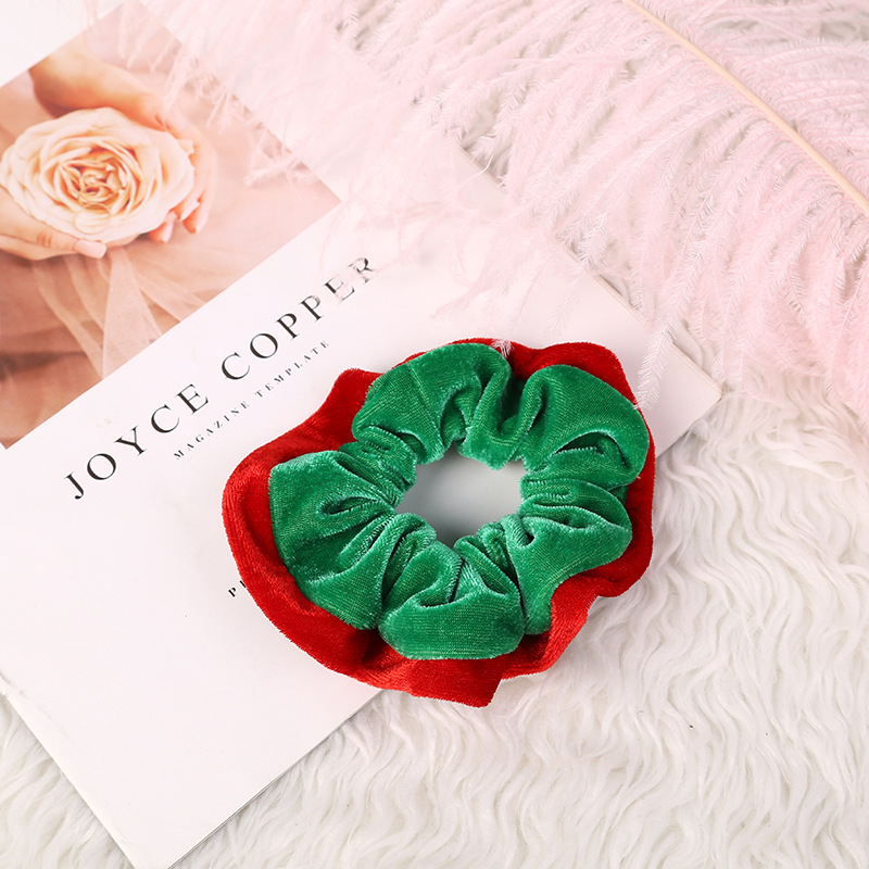 Chouchou Velours Bicolore Noël Rouge/Vert Accessoire Noël | Jessemade