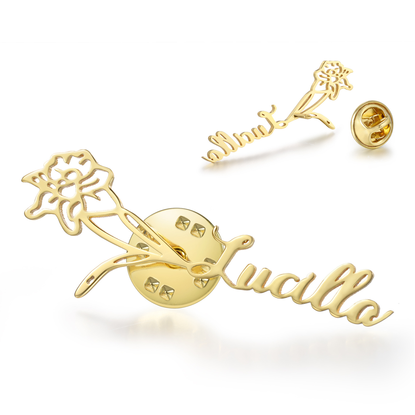 Broche Fleur Personnalisé avec 1 Prénom et Fleur de Naissance1 Cadeau pour Femme | Jessemade