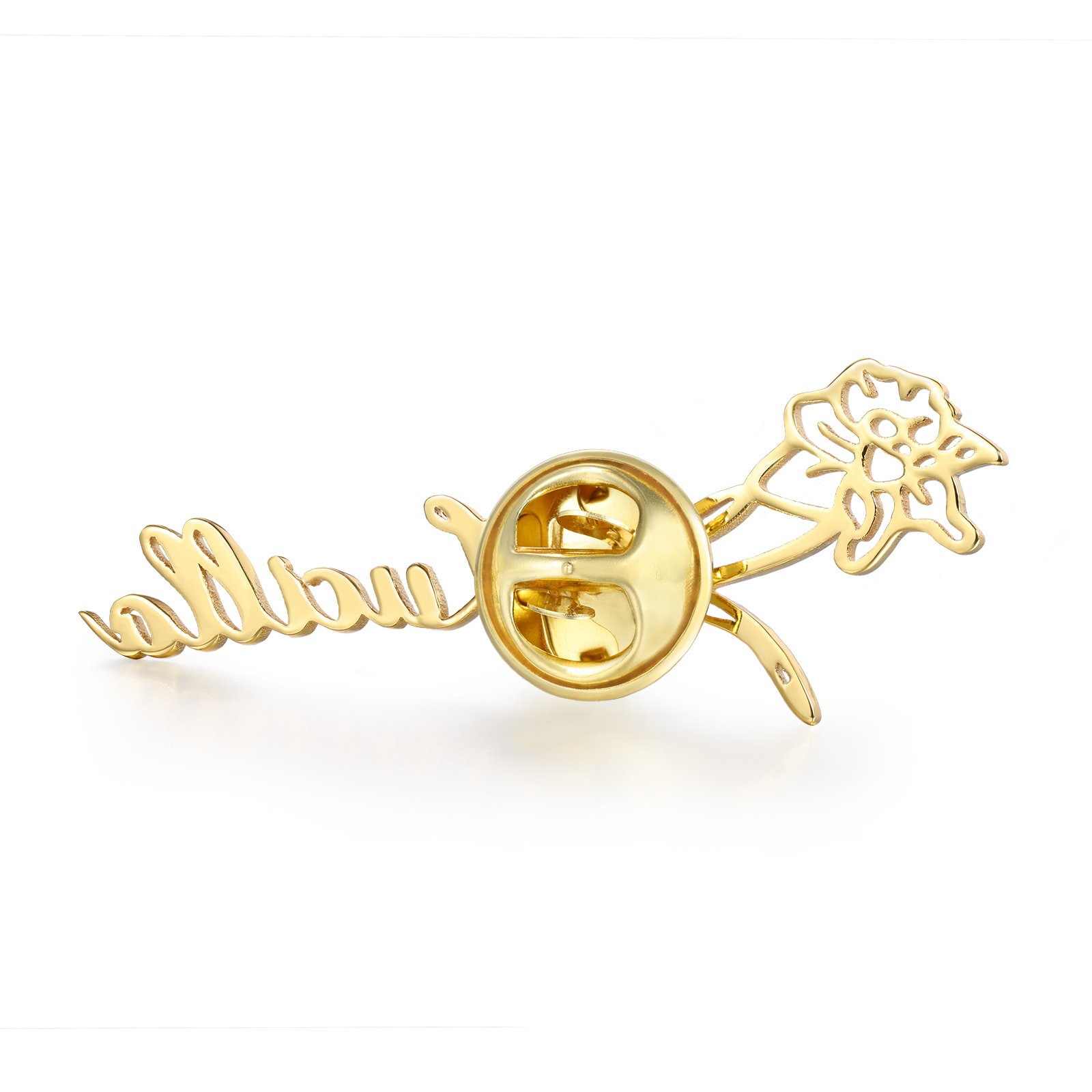 Broche Fleur Personnalisé avec 1 Prénom et Fleur de Naissance1 Cadeau pour Femme | Jessemade