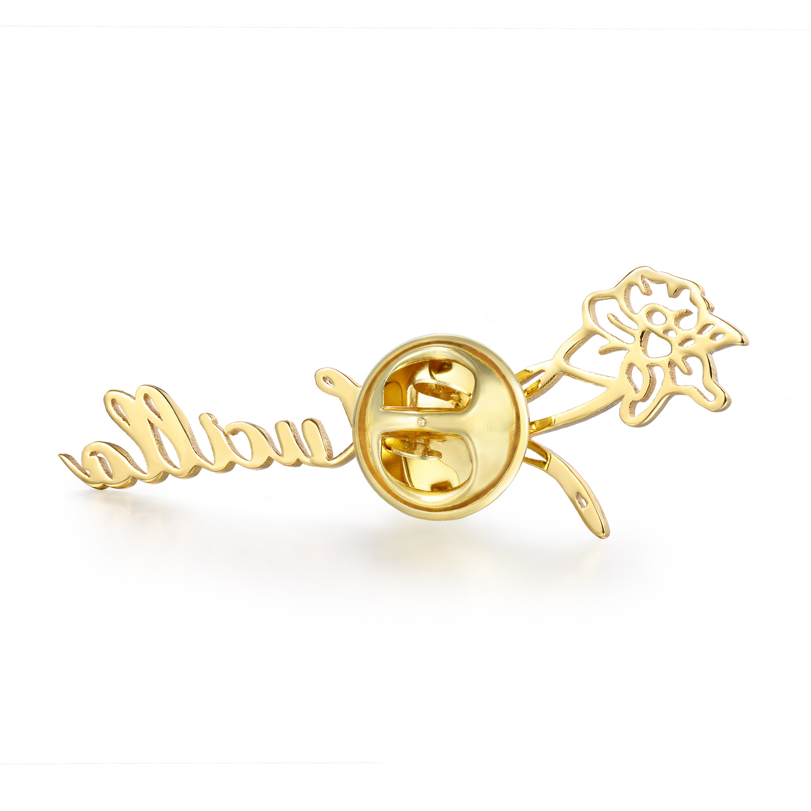 Broche Fleur Personnalisé avec 1 Prénom et Fleur de Naissance1 Cadeau pour Femme | Jessemade