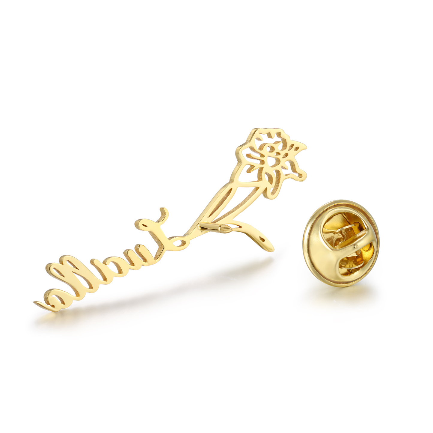 Broche Fleur Personnalisé avec 1 Prénom et Fleur de Naissance1 Cadeau pour Femme | Jessemade