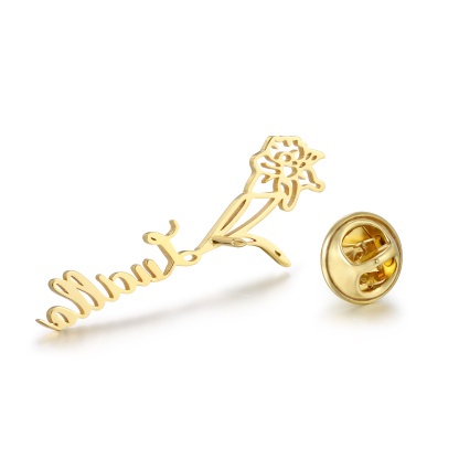 Broche Fleur Personnalisé avec 1 Prénom et Fleur de Naissance1 Cadeau pour Femme | Jessemade