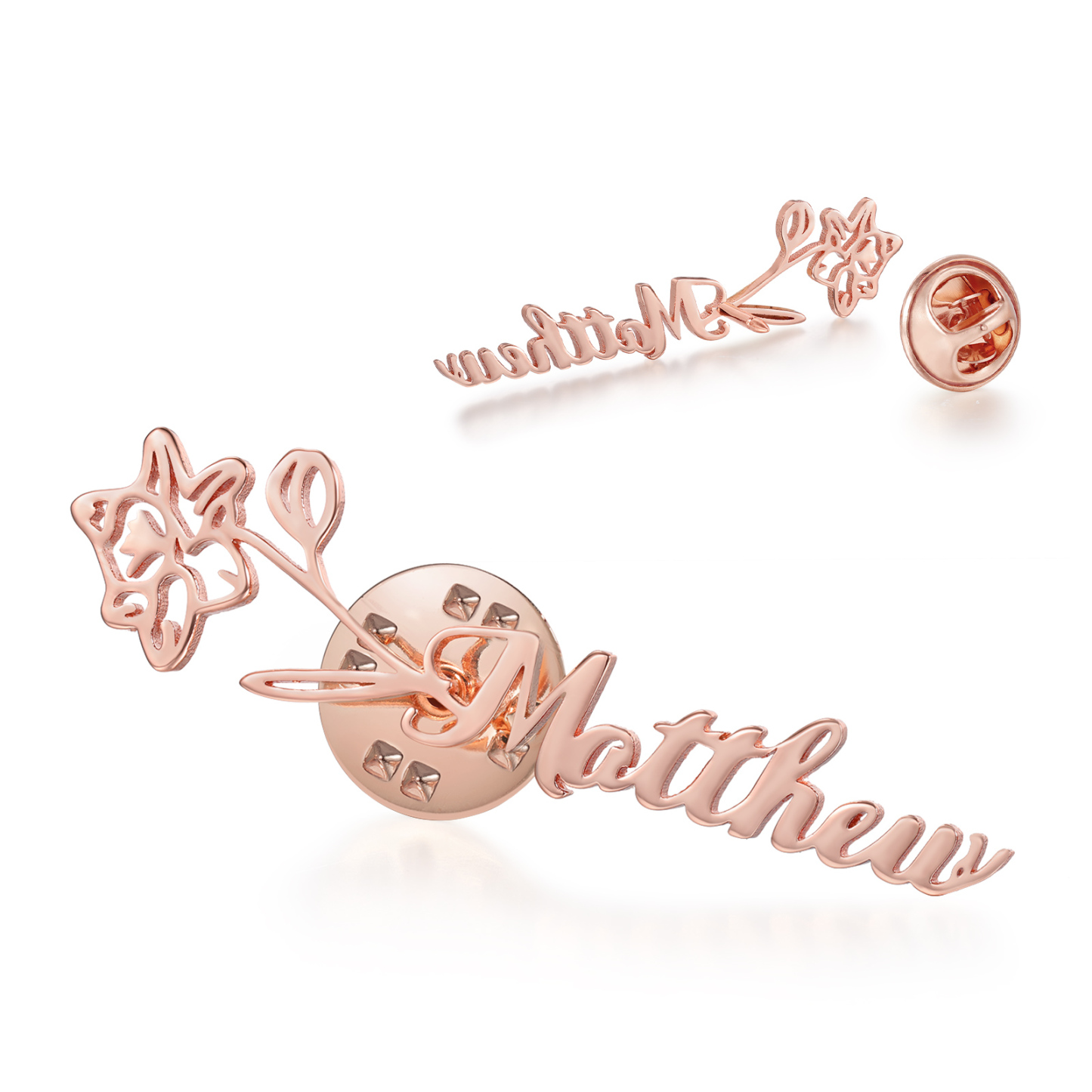 Broche Fleur Personnalisé avec 1 Prénom et Fleur de Naissance1 Cadeau pour Femme | Jessemade