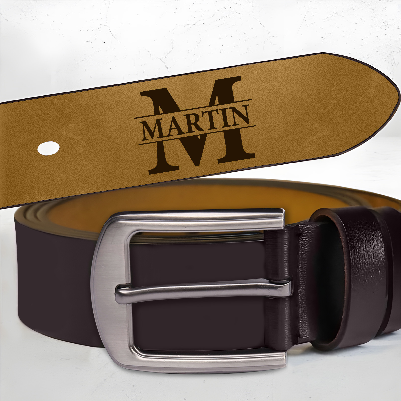 Ceinture en cuir pour Homme Personnalisée – Initiale & Prénom gravés à l’intérieur