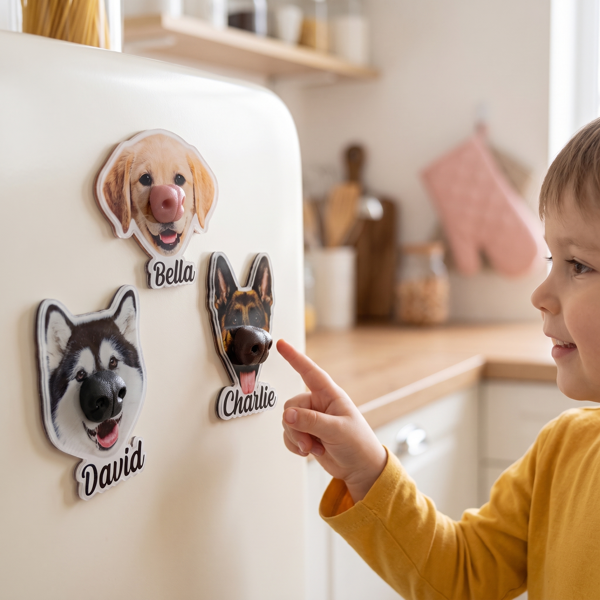 Magnets de réfrigérateur personnalisés avec portrait de chien