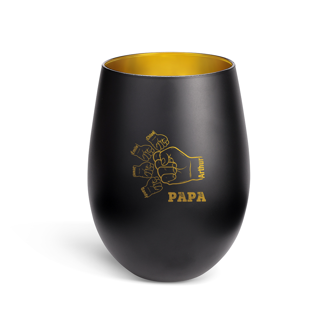 Photophore en Verre Personnalisé avec 1 à 8 Poings et Prénoms d'Enfants pour Papa/Papy/Papi