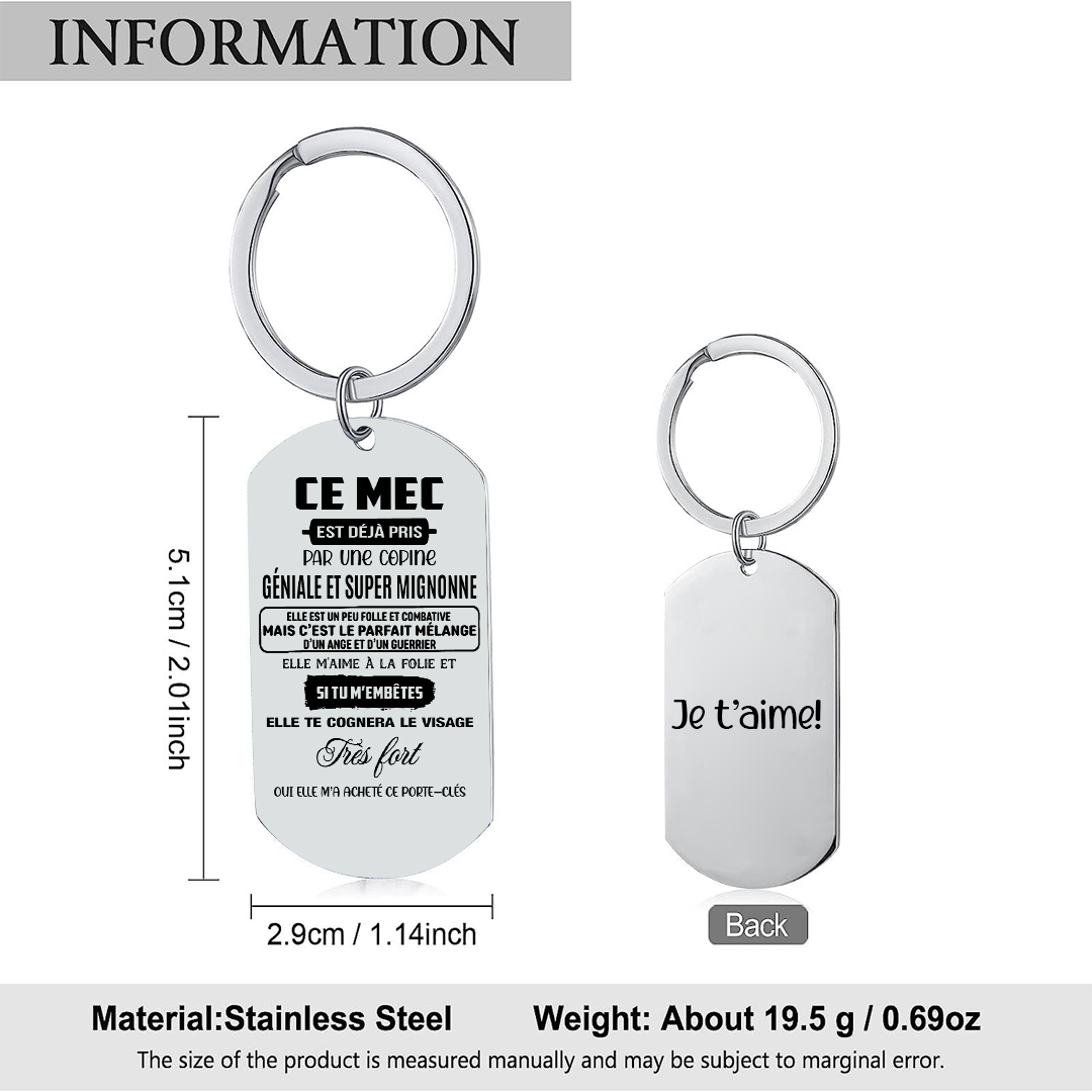 À Mon Homme Porte-Clés 1 Texte Personnalisé Pour Couple