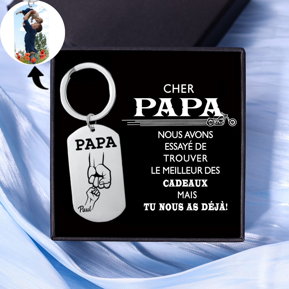 À mon Papa - 1-5 Noms Porte-Clés Poings Personnalisés avec Photo | Cadeau Fête des Pères | Jessemade