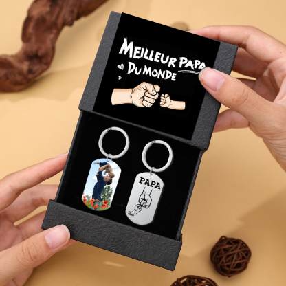 À mon Papa - 1-5 Noms Porte-Clés Poings Personnalisés avec Photo | Cadeau Fête des Pères | Jessemade