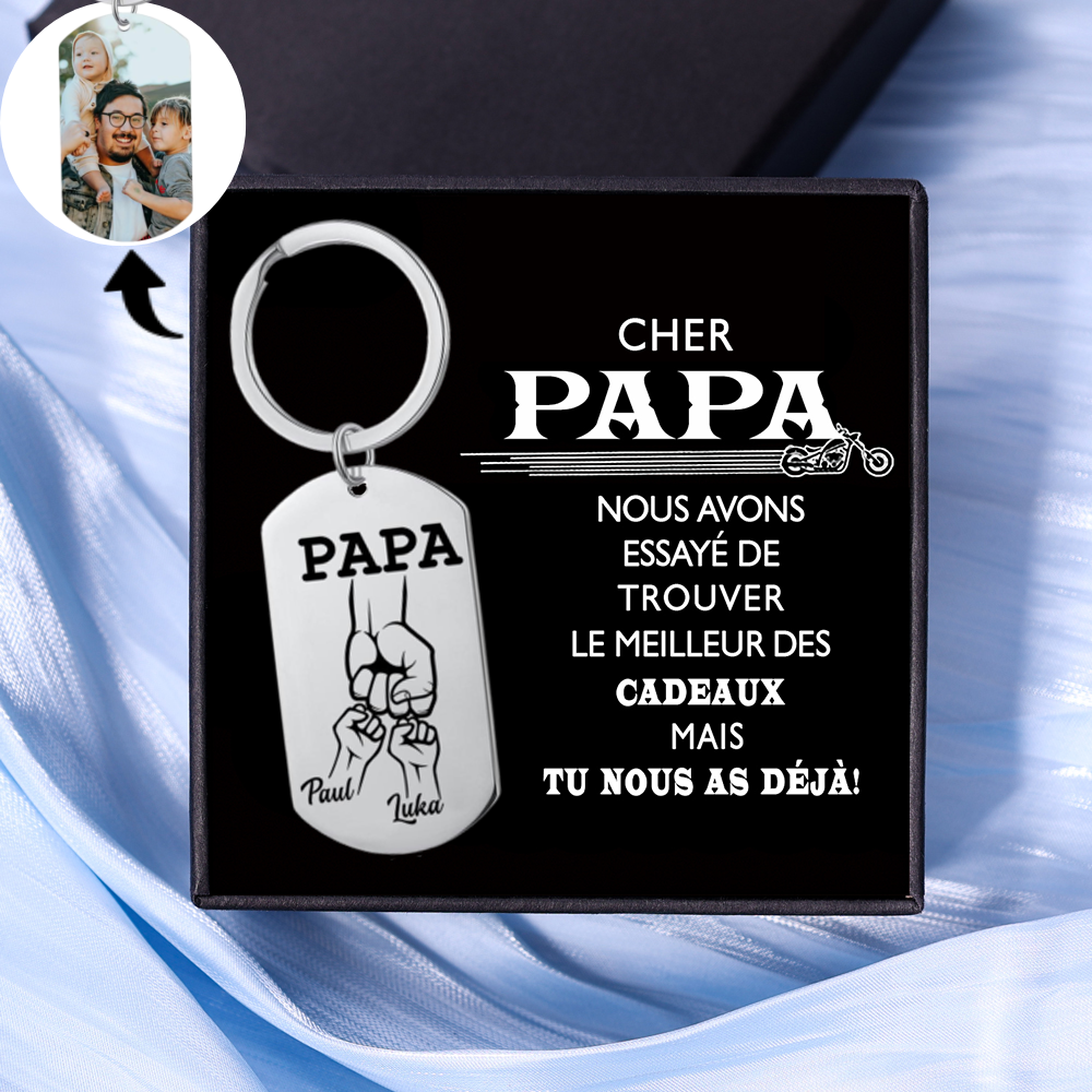À mon Papa - 1-5 Noms Porte-Clés Poings Personnalisés avec Photo | Cadeau Fête des Pères | Jessemade