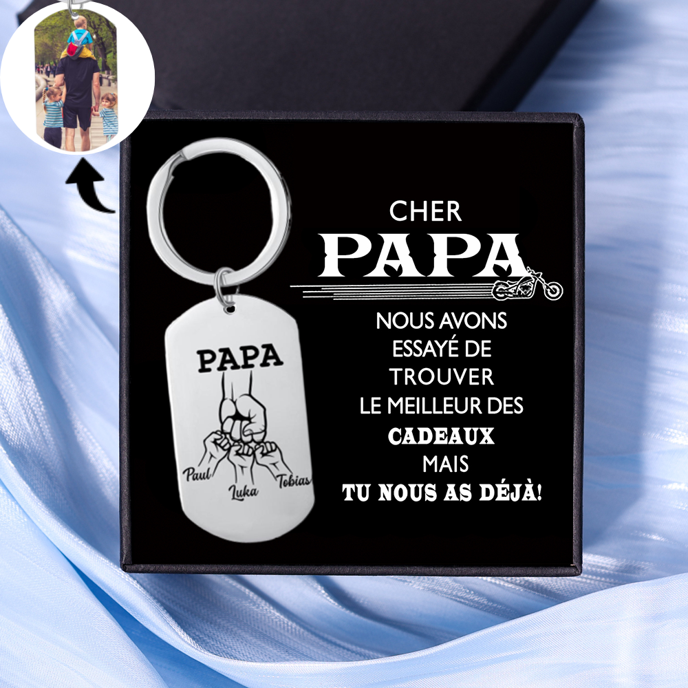 À mon Papa - 1-5 Noms Porte-Clés Poings Personnalisés avec Photo | Cadeau Fête des Pères | Jessemade