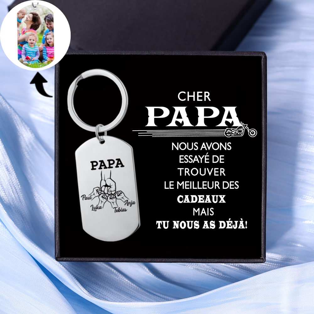 À mon Papa - 1-5 Noms Porte-Clés Poings Personnalisés avec Photo | Cadeau Fête des Pères | Jessemade