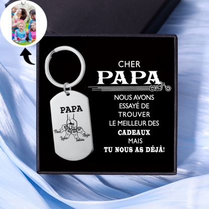 À mon Papa - 1-5 Noms Porte-Clés Poings Personnalisés avec Photo | Cadeau Fête des Pères | Jessemade