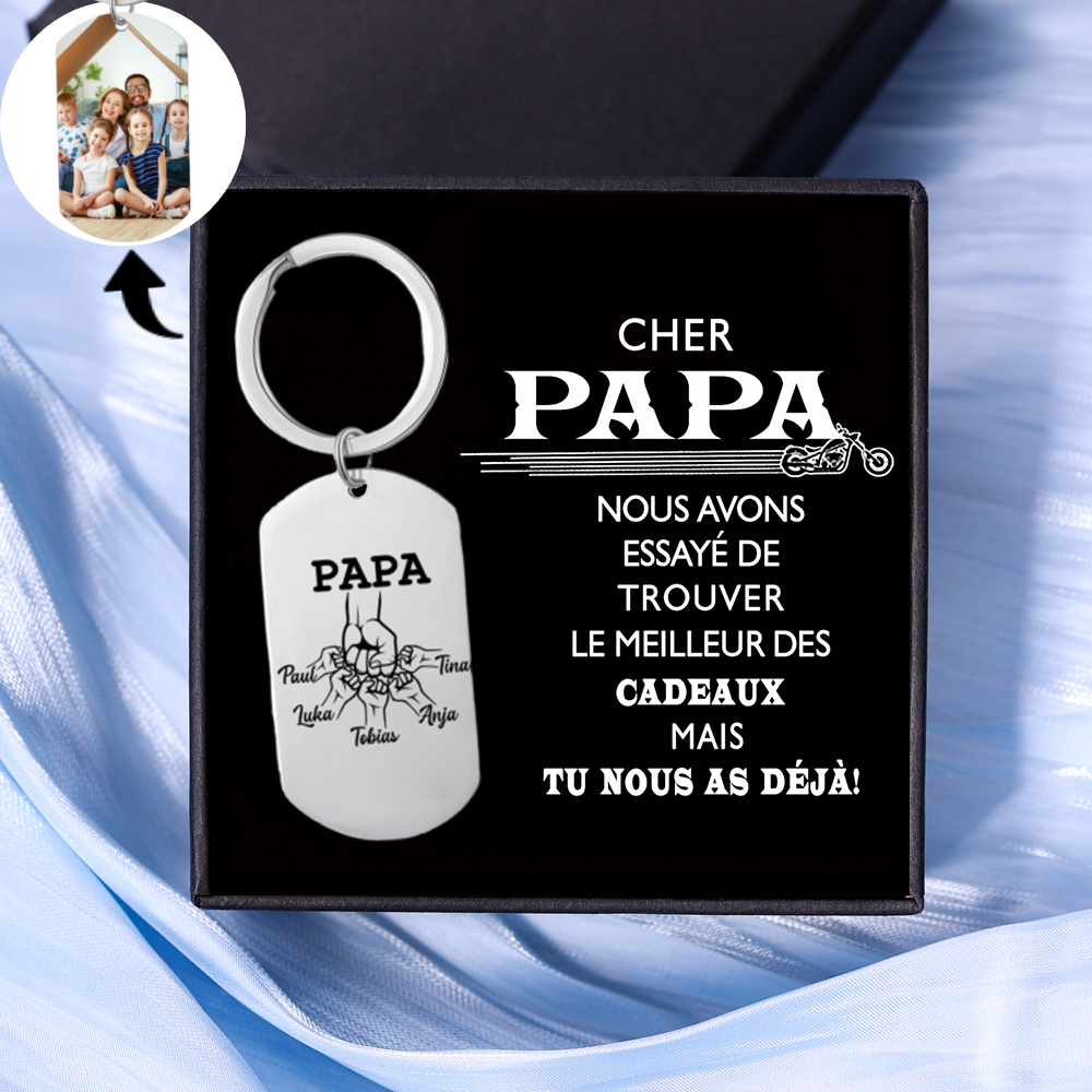 À mon Papa - 1-5 Noms Porte-Clés Poings Personnalisés avec Photo | Jessemade-Jessemade FR