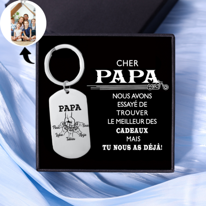 À mon Papa - 1-5 Noms Porte-Clés Poings Personnalisés avec Photo | Jessemade-Jessemade FR