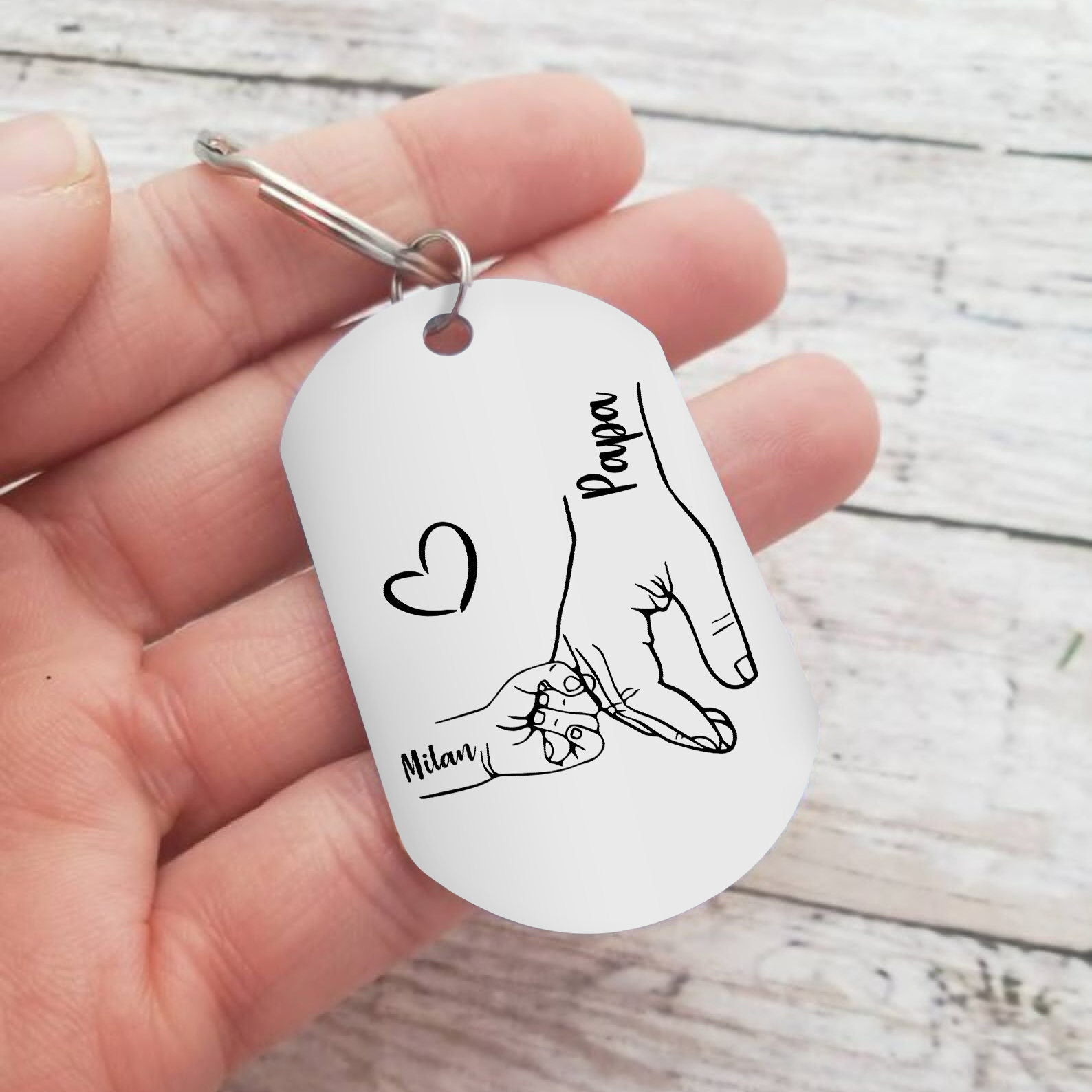 À Mon Papa - Porte-Clés la Main dans la Main 1 Nom Personnalisé Avec Coffret | Jessemade