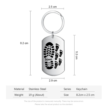 3PCS-Porte-Clés Pieds Bébé 6 Prénoms Personnalisés pour Papa Papi Porte Cles gravés | Jessemade