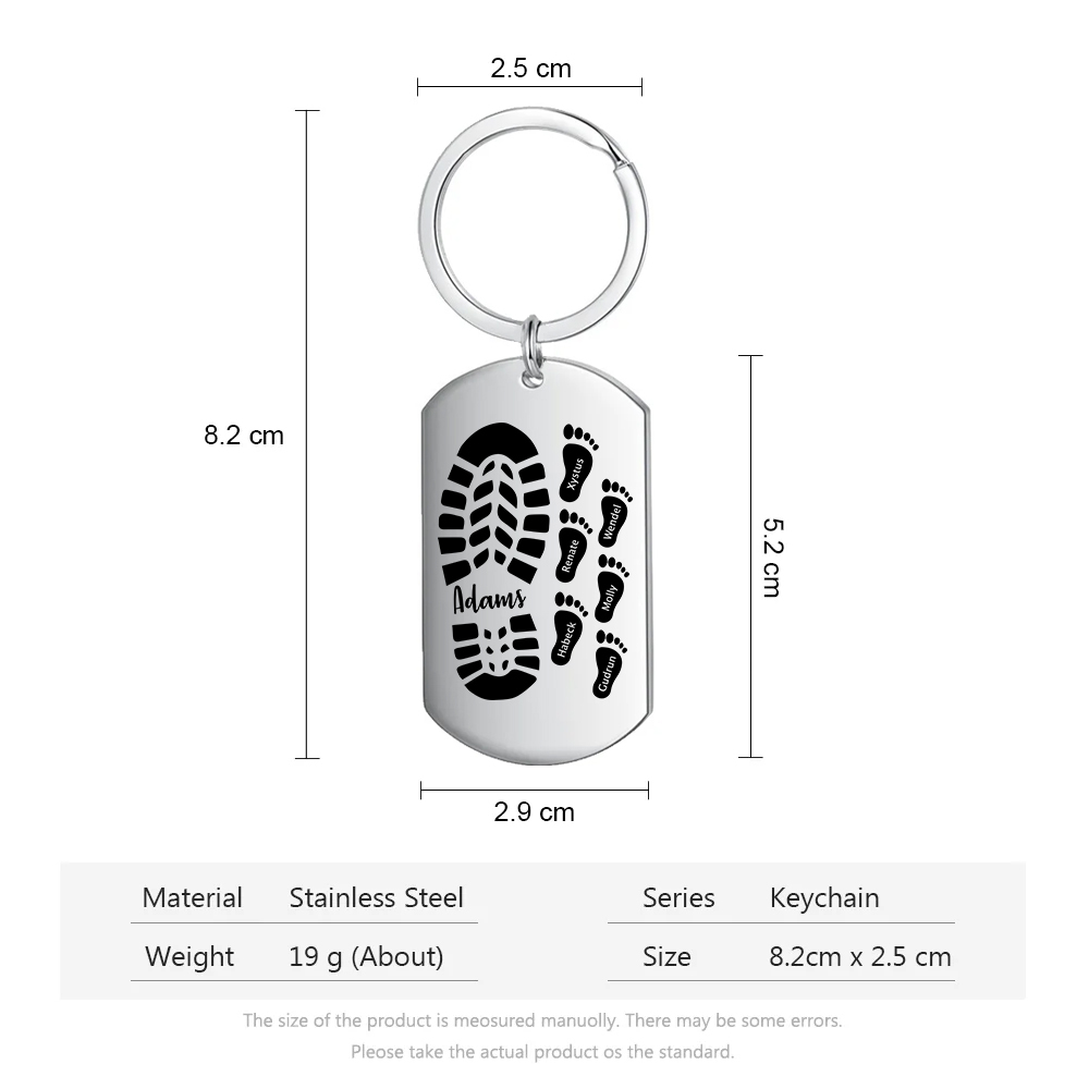 3PCS-Porte-Clés Pieds Bébé 7 Prénoms Personnalisés pour Papa Papi porte cles gravés | Jessemade